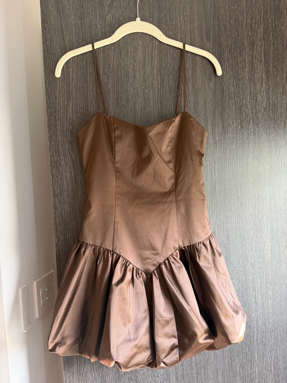 Lioness womens Brown Satin Mini Dress, size XS, only worn once! Great condition - Picture 5 of 10